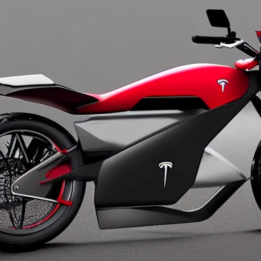 Prompt: a motorcycle from the company Tesla in the year 2030