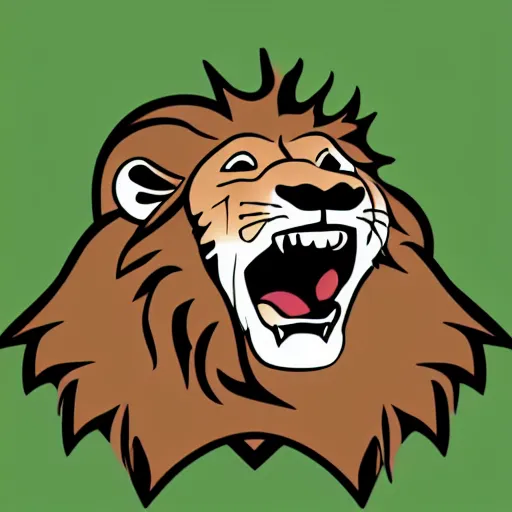 Image similar to sports logo of a laughing lion