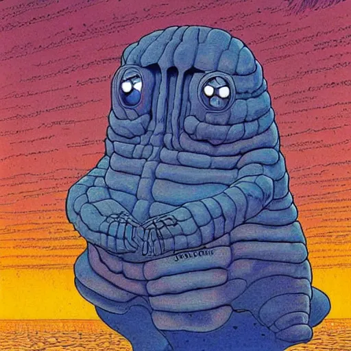 Image similar to the cosmic alien transcendent tardigrade that awaits you at the end of all of space and time, by jean giraud