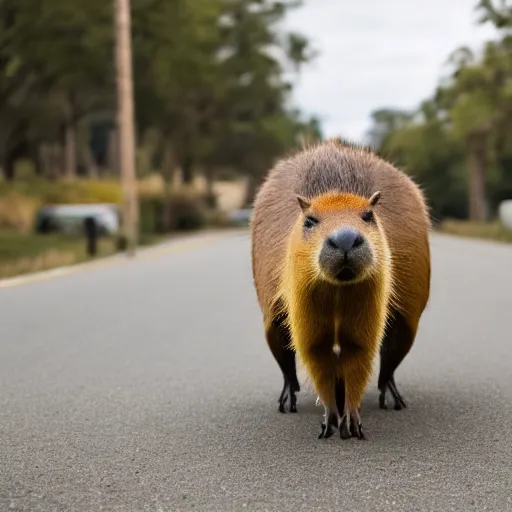 Prompt: photo of a capybara driving a car, DSLR 35mm, photography