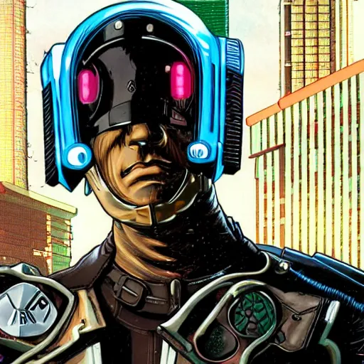 Prompt: screenshot of cyberpunk man with helmet by Josan Gonzalez in ps2 game