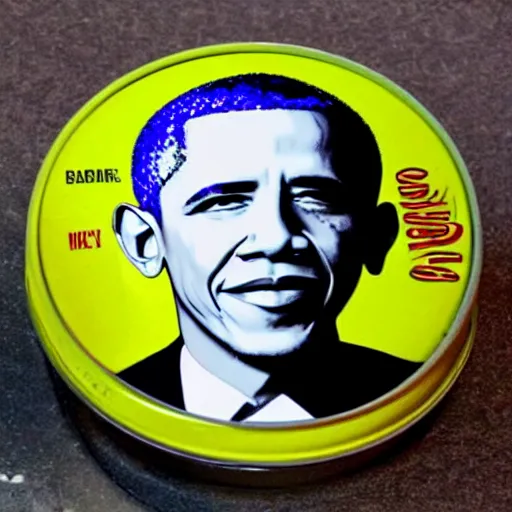 Prompt: obama on coke can, kitchen