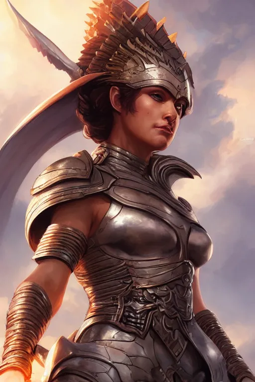 Image similar to amazon valkyrie athena, d & d, fantasy, portrait, highly detailed, headshot, digital painting, trending on artstation, concept art, sharp focus, illustration, art by artgerm and greg rutkowski and magali villeneuve