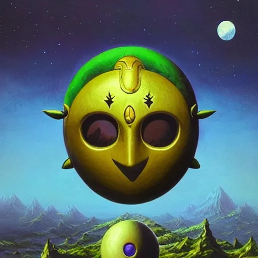 Image similar to “box art for The Legend Of Zelda Majora’s Mask with Moon by jaroslaw jasnikowski”