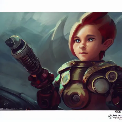 Prompt: muscular beautiful female gnome engineer with pixie undercut hair, one prosthetic robot arm, standing on a ship deck, full body portrait, dark fantasy, naval background, D&D, piercing stare, highly detailed, digital painting, HD, ArtStation, great composition, concept art, matte, sharp focus, illustration, in the style of Greg Rutkowski, joyful 4k