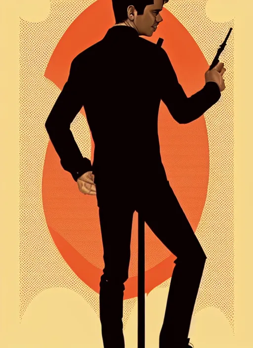 Prompt: silhouette of spanish singer alejandro sanza, vector art style, full shot, intricate, elegant, highly detailed, digital art, ffffound, art by jc leyendecker and sachin teng