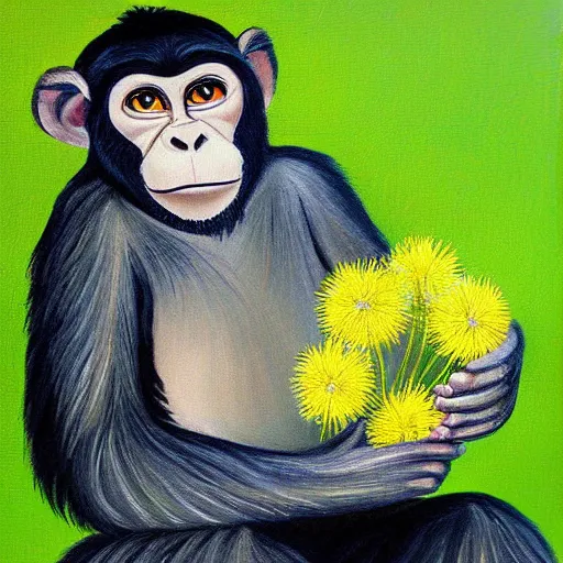 Image similar to a monkey painting dandelions