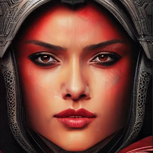 Image similar to darth padme amidala, freida pinto, art by artgerm and greg rutkowski and magali villeneuve, portrait, highly detailed, headshot, intricate, elegant, digital painting, trending on artstation, concept art, sharp focus, illustration