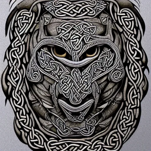 Image similar to Dragon's Head, highly detailed, celtic art style