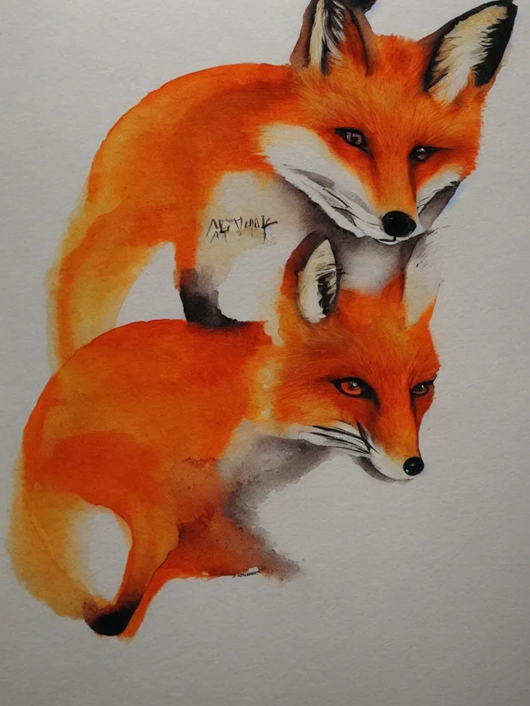 Image similar to autumn a fox with pumpkin watercolor by arti chauhan trending on artstation