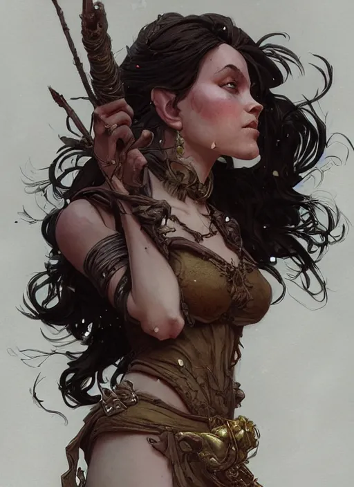 Prompt: a beautiful goblin girl, D&D, fantasy, intricate, cinematic lighting, highly detailed, digital painting, artstation, concept art, smooth, sharp focus, illustration, art by Terry Moore and Greg Rutkowski and Alphonse Mucha