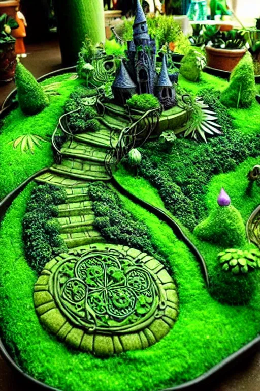 Image similar to intricate detailed Green Witch Magic being Cast to create a magical garden with enchanted, life like plants, Disney Pixar animation