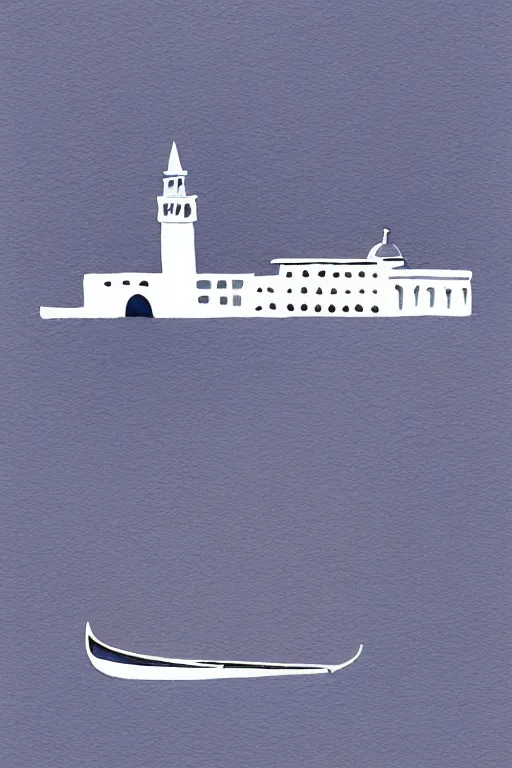 Prompt: minimalist watercolor art of a boat in venice, illustration, vector art