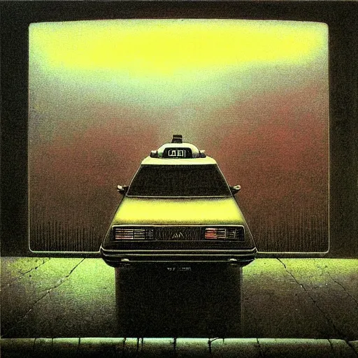 Image similar to ' a cab'an album cover by beksinski