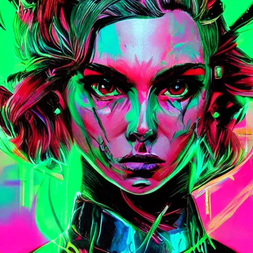 Prompt: splashes of neon, punk portrait made out of paint, trending on artstation, epic composition, emotional, beautiful, rendered in octane, highly detailed, realistic, comic book art