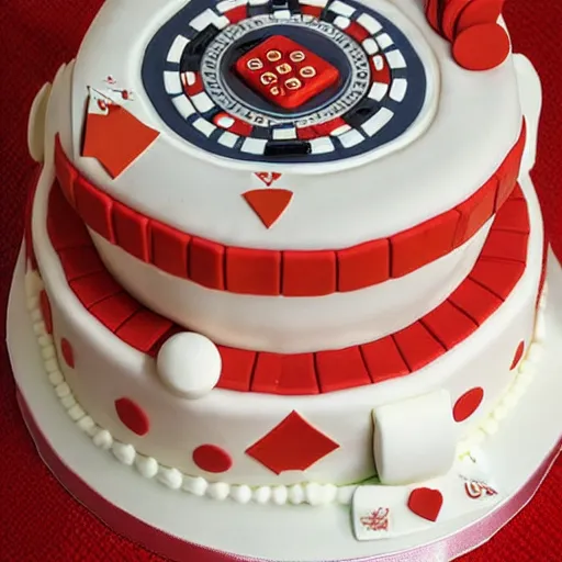 Prompt: beautiful Intricate Poker themed cake, photograph