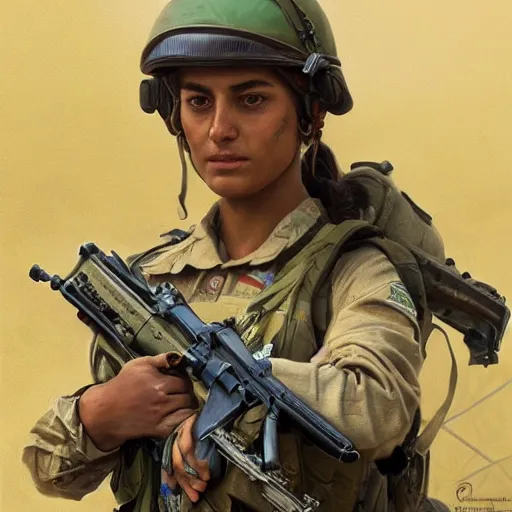 Image similar to beautiful YPJ soldier in the defense of Kobanî in the siege of Kobanî, detailed, centered, digital painting, artstation, concept art, donato giancola, Joseph Christian Leyendecker, Boris Vallejo, Breathtaking, 8k resolution, extremely detailed, beautiful, establishing shot, artistic, hyperrealistic, beautiful face, octane render