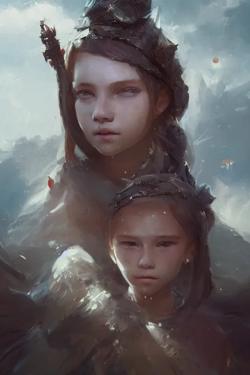 Image similar to a beautiful portrait of a childlike princes by Greg Rutkowski, Sung Choi, Mitchell Mohrhauser, Maciej Kuciara, Johnson Ting, Maxim Verehin, Peter Konig, final fantasy , mythical, 8k photorealistic, cinematic lighting, HD, high details, atmospheric,