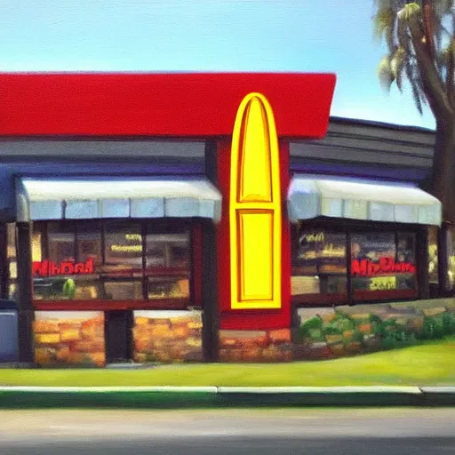 Prompt: oil painting of ancient mcdonalds restaurant