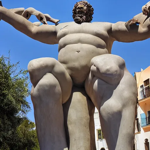 Prompt: Giant Greek Sculpture of Elmo, in the city square of a city in Greece, Pristine, detailed