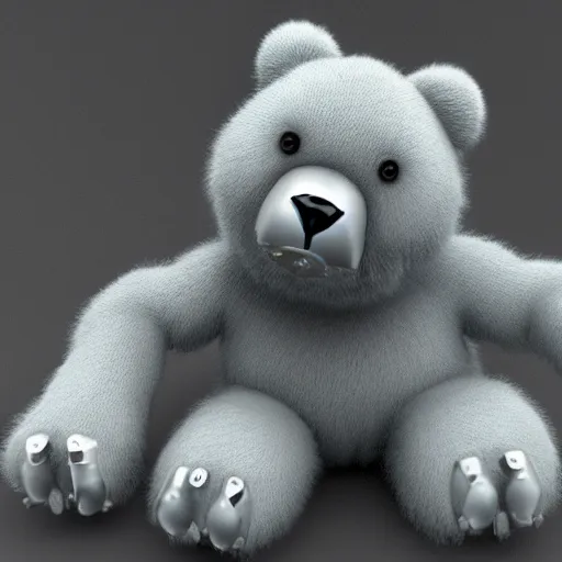 Image similar to a cyborg made of fluffy teady bears highly detailed 8k award winning