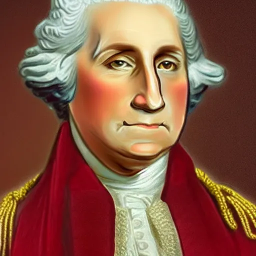 Image similar to a photorealistic colored pencil sketch of a distinguished George Washington wearing a gold chain around his neck with a small Doubloon coin attached as a necklace. This 4K HD image is Trending on Artstation, featured on Behance, well-rendered, extra crisp, features intricate detail and the style of Unreal Engine.