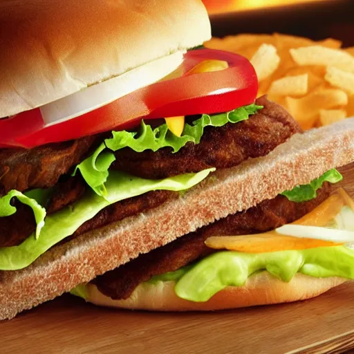 Image similar to The new hottest trend in fast food sandwiches;