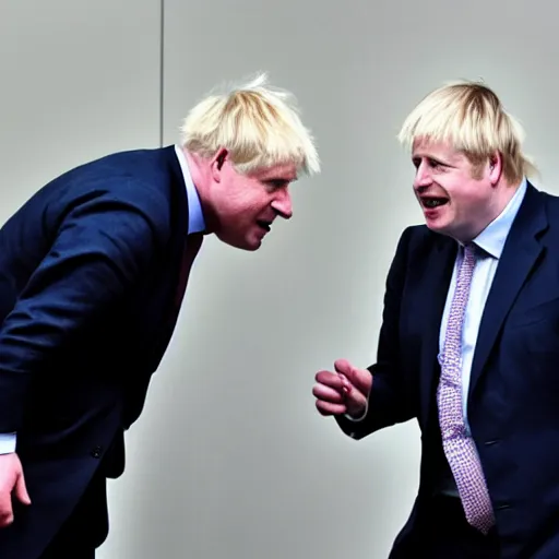 Prompt: boris johnson being slapped in the face by boris johnson