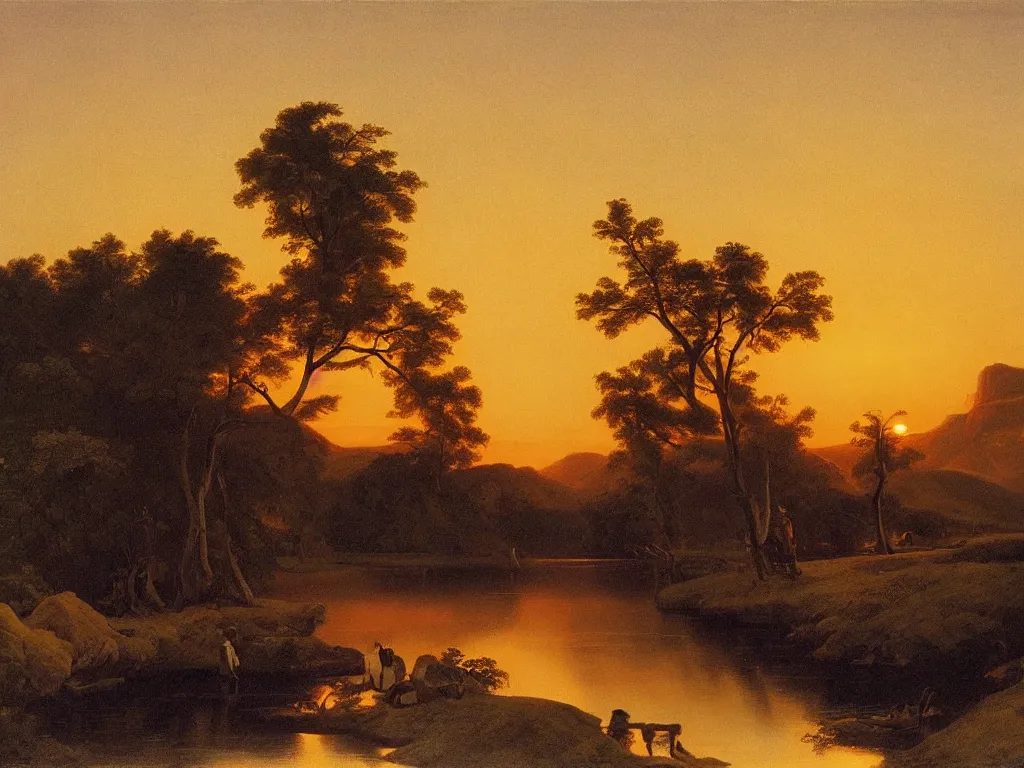 Prompt: 🌅 by george caleb bingham