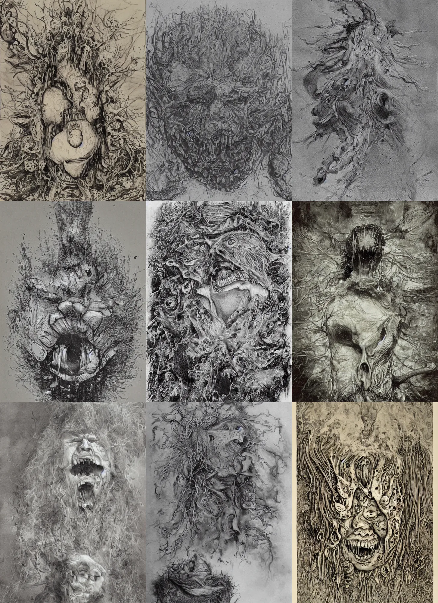 Prompt: donald trump's disgusting true form bursting from within, gross, slimy, sleazy, pustules, high details, intricate details, by stephen gammell