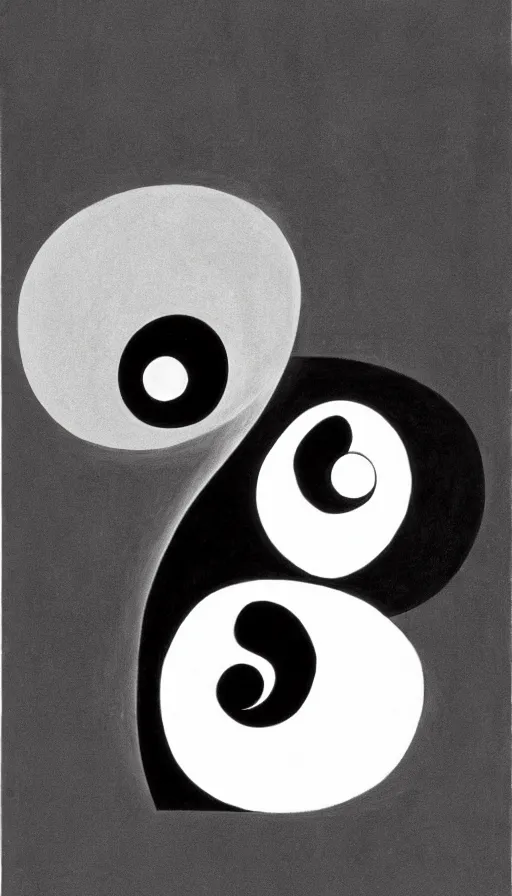 Image similar to Abstract representation of ying Yang concept, by Charles Addams