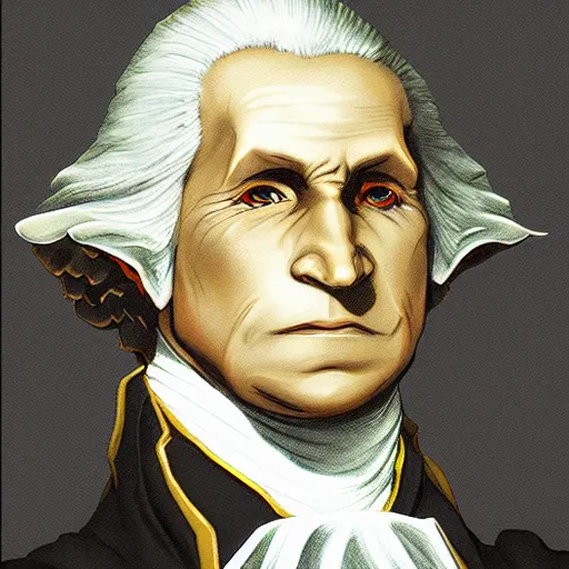 Image similar to PSX JRPG character portrait of a demon knight George Washington