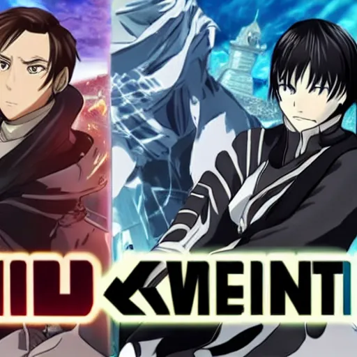 Prompt: obiwan kenobi vs kirito vs levi ackerman vs godzilla