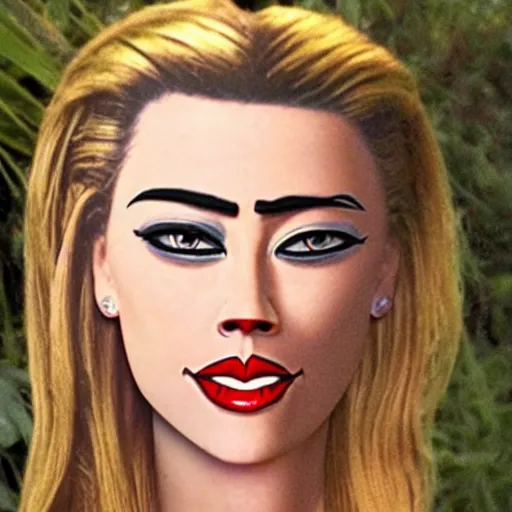 Image similar to gourd carved to look like the face of amber heard