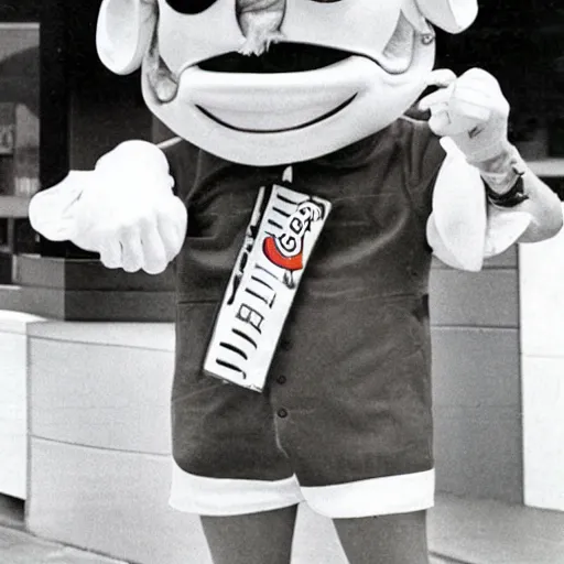 Image similar to The mascot for a once-popular fast food chain, 1980