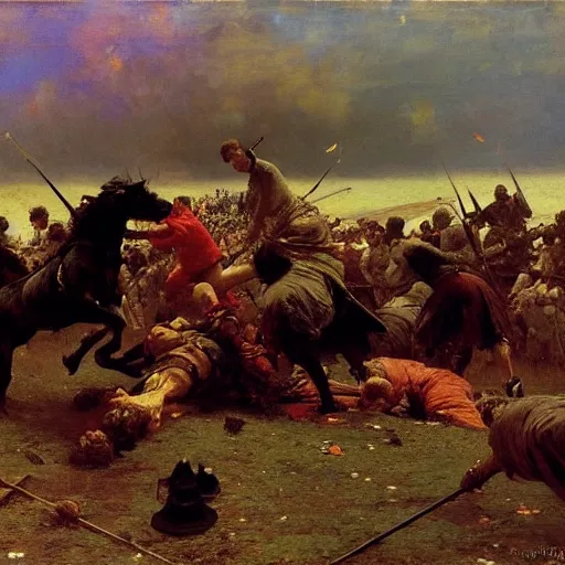 Image similar to the last battle, oil on canvas, ilya repin, 1 8 7 3