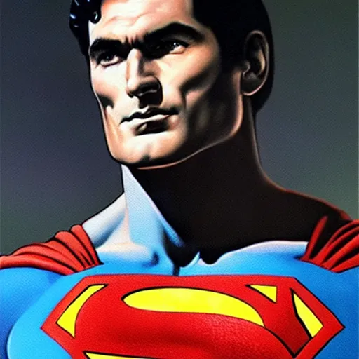 Image similar to an ultra - realistic portrait painting of superman in the style of frank frazetta. 4 k. ultra - realistic. highly detailed. dark fantasy. epic lighting.