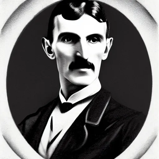 Image similar to Nikola Tesla artwork