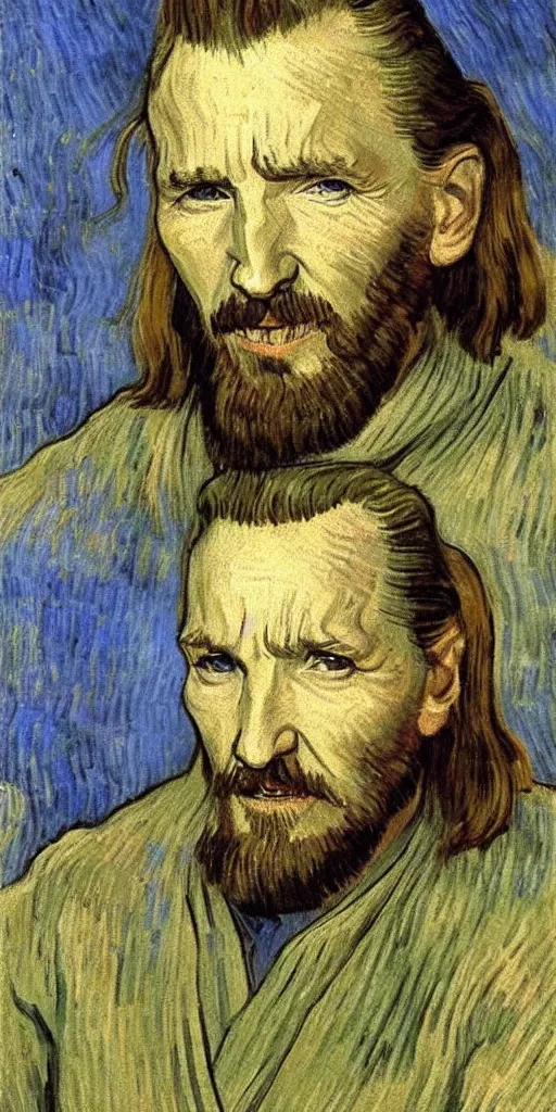 Image similar to A portrait of Qui Gon Jinn by Van Gogh (1884)