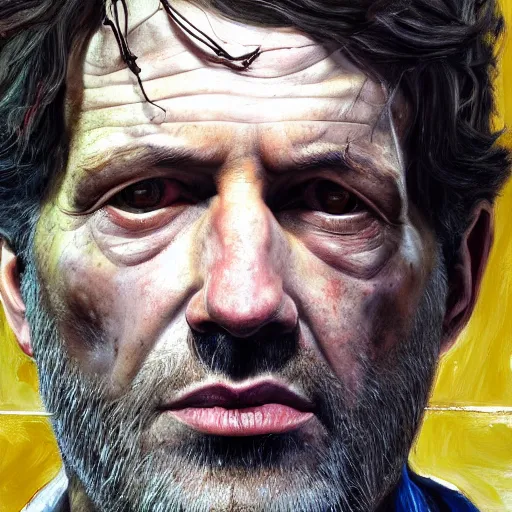 Prompt: high quality high detail painting by lucian freud, hd, joel from last of us, photorealistic lighting