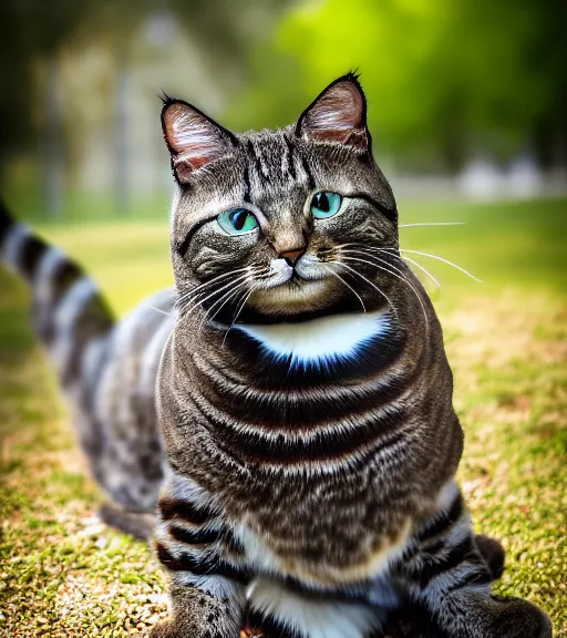 Image similar to award winning 5 5 mm portrait photo of an admiral cat in full military outfit and aviators, in a park by luis royo. soft light. sony a 7 r iv
