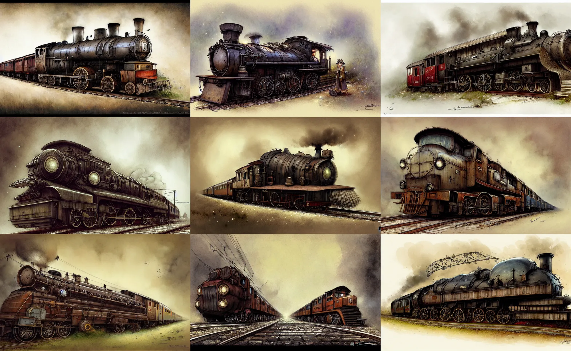 Prompt: a train by jean - baptiste monge