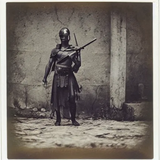 Image similar to polaroid of ancient roman soliders by Tarkovsky