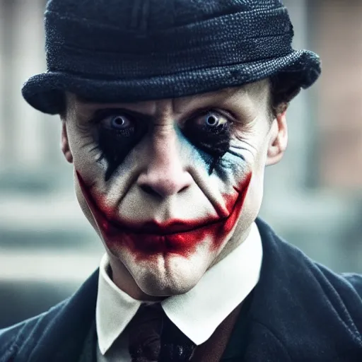 Image similar to The joker in Peaky Blinders very detailed 4K quality super realistic