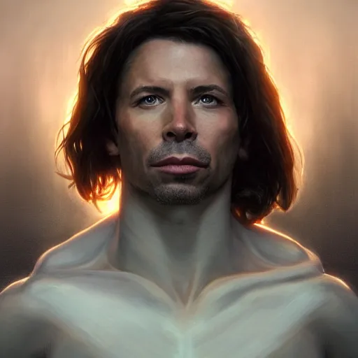 Prompt: michael mcintrye as the angel michael, anatomy, bathed in light, highly detailed, photorealistic, artstation, smooth, sharp focus, illustration, unreal engine 5, 8 k, art by artgerm and greg rutkowski and edgar maxence