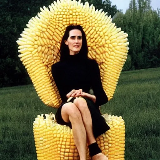 Prompt: jennifer connelly as a corn chair