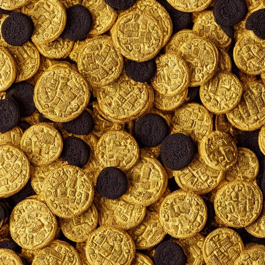 Image similar to 2 4 k gold oreos dunking in milk, advertising, marketing photography, beautiful product photography, sharp highlights, high contrast, octane render, vray