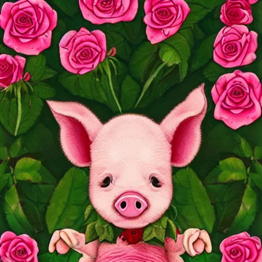 Image similar to a piglet with roses