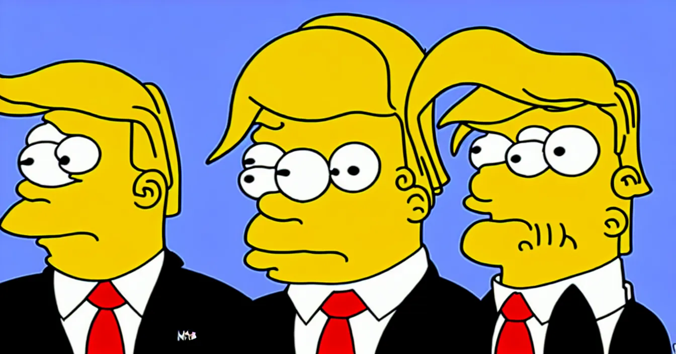 Prompt: donald trump as character in simpsons, digital art, by matt groening