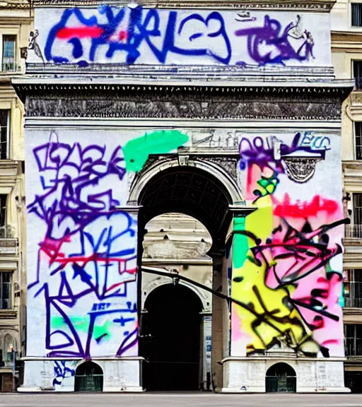 Image similar to arc de triomphe made of graffiti